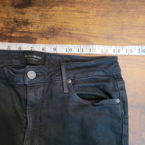 Black Orchard Jeans Womens 28 Jude Mid Rise Skinny Dark Green Comfort Stretch - Picture 7 of 11